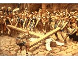 Simon of Cyrene compelled to bear the Cross, from The Life of Jesus Christ by J.J.Tissot, 1899